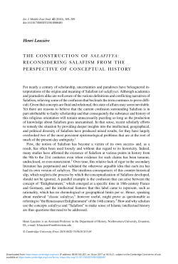 the construction of salafiyya: reconsidering salafism from the