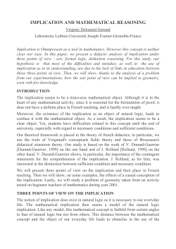 implication and mathematical reasoning - Virginie Deloustal