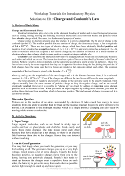 Solutions to EI1: Charge and Coulomb`s Law