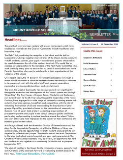 Newsletter Winter 2012 - Mount Anville Secondary School