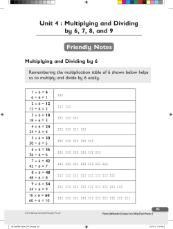 Unit 4 : Multiplying and Dividing by 6, 7, 8, and 9 Friendly Notes