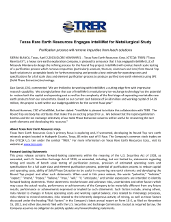 Texas Rare Earth Resources Engages IntelliMet for Metallurgical