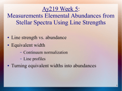 Ay219 Week 5: Measurements Elemental Abundances from Stellar