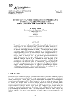 hydrogen sulphide dispersion and modelling for