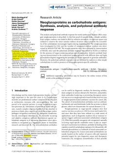 Neoglycoproteins as carbohydrate antigens: Synthesis, analysis