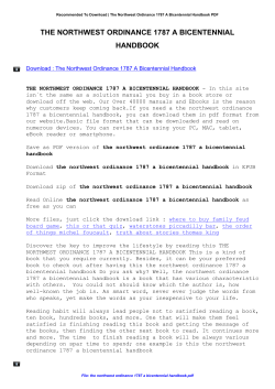 The Northwest Ordinance 1787 A Bicentennial Handbook