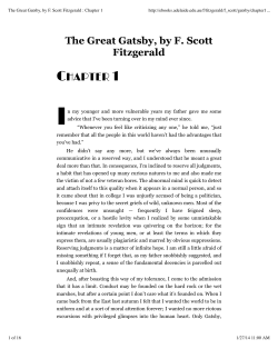 Ch 1 The Great Gatsby, by F. Scott Fitzgerald Chapter 1