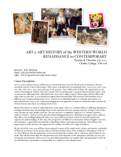 ART 5: ART HISTORY of the WESTERN WORLD RENAISSANCE to