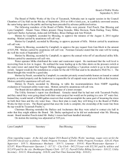 Board of Public Works - City of Tecumseh, Nebraska