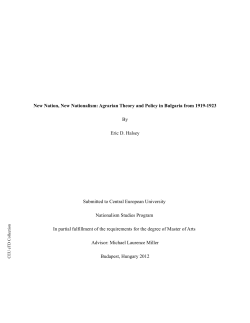 New Nation, New Nationalism: Agrarian Theory and Policy in