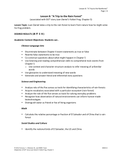 Lesson 8: &ldquo;A Trip to the Rain Forest&rdquo;