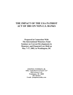 The Impact Of The USA Patriot Act Of 2001 On Non-US Banks