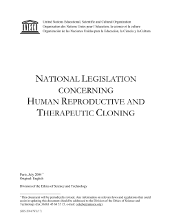 National legislation concerning human reproductive