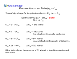 Chem 59-250 Electron Attachment Enthalpy, &Delta;H&deg;