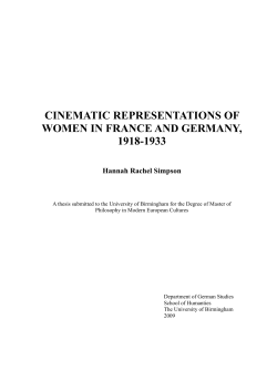 Cinematic representations of women in France and Germany, 1918