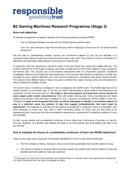 B2 Gaming Machines Research Programme (Stage 2)