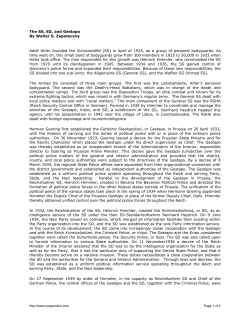 The SS, SD, and Gestapo - Walter S. Zapotoczny Jr.