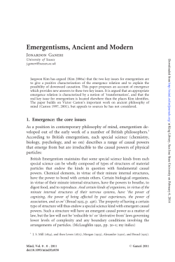 Emergentisms, Ancient and Modern
