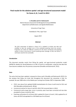 and age-structured assessment model for Zones A, B, C and D in 2013