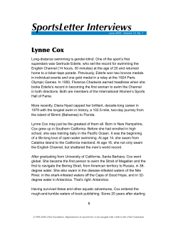 SportsLetter Interview: Lynne Cox