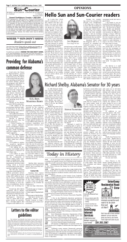 Hello Sun and Sun-Courier readers Providing for