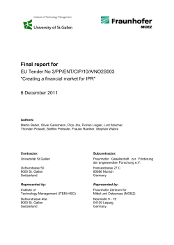 Final report for - Fraunhofer IMW - Fraunhofer