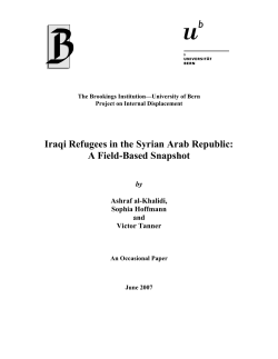 Iraqi refugees in Syria &ndash; draft outline