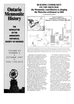 Ontario Mennonite History - Mennonite Historical Society of Ontario