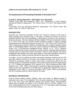 An Assessment of Processing Potential of Avocado Fruit