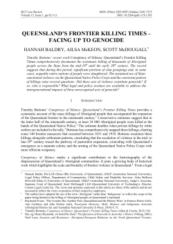 queensland`s frontier killing times &ndash; facing up to genocide