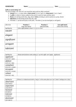 Spring 1 - Week 4 Suffix ant