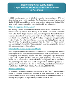 2013 Drinking Water Quality Report City of Richland Hills Public