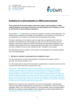 Guidelines for a data paragraph in a NWO project proposal