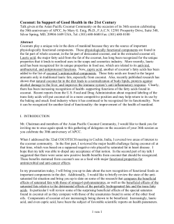 Coconut: In Support of Good Health in the 21st Century