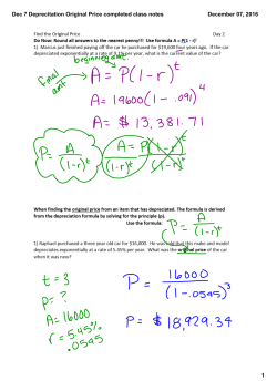 Dec 7 Deprecitation Original Price completed class notes