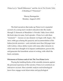Primo Levi`s &ldquo;Small Differences&rdquo; and the Art of The Periodic Table: A