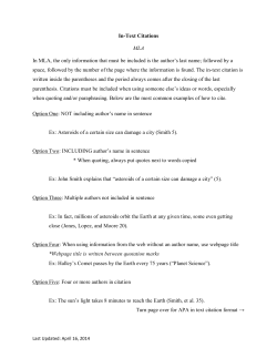 In-Text Citations MLA In MLA, the only information that
