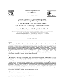 A remarkable hollow-crested hadrosaur from Russia: an Asian origin