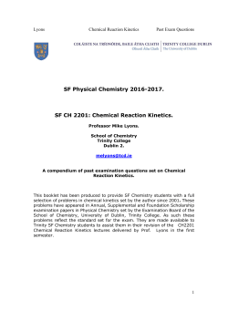 SF Physical Chemistry 2016-2017. SF CH 2201: Chemical Reaction