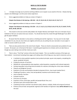 MATH 111 TEST #1 REVIEW Sections: 1.1,-1.5