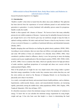 Differentials in Basal Metabolic Rate, Body Mass Index