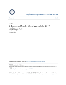 Subpoenaed Media Members and the 1917 Espionage Act