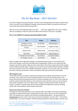 The KU Big Read &ndash; 2017 Shortlist