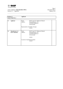 Page 1 Active substance: Fipronil (BAS 350 I) Document IIIA 1