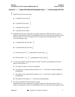 Lesson 6.2 Slopes of Parallel and Perpendicular Lines Exercises
