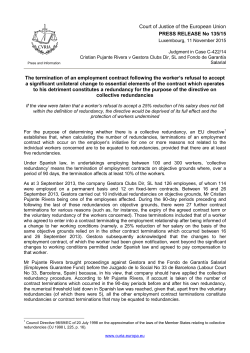 The termination of an employment contract following the worker`s