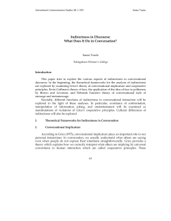 Indirectness in Discourse: What Does It Do in Conversation?