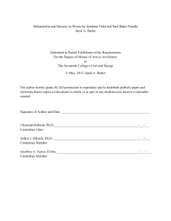 Melancholia and Memory in Works by Jonathan Field