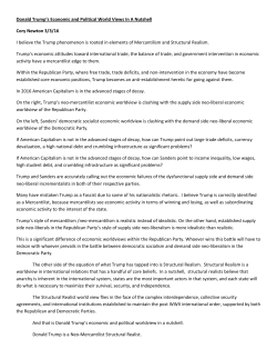 Donald Trump`s Economic and Political World Views In A Nutshell