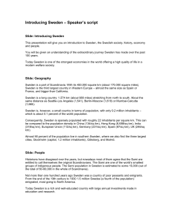 Introducing Sweden &ndash; Speaker`s script